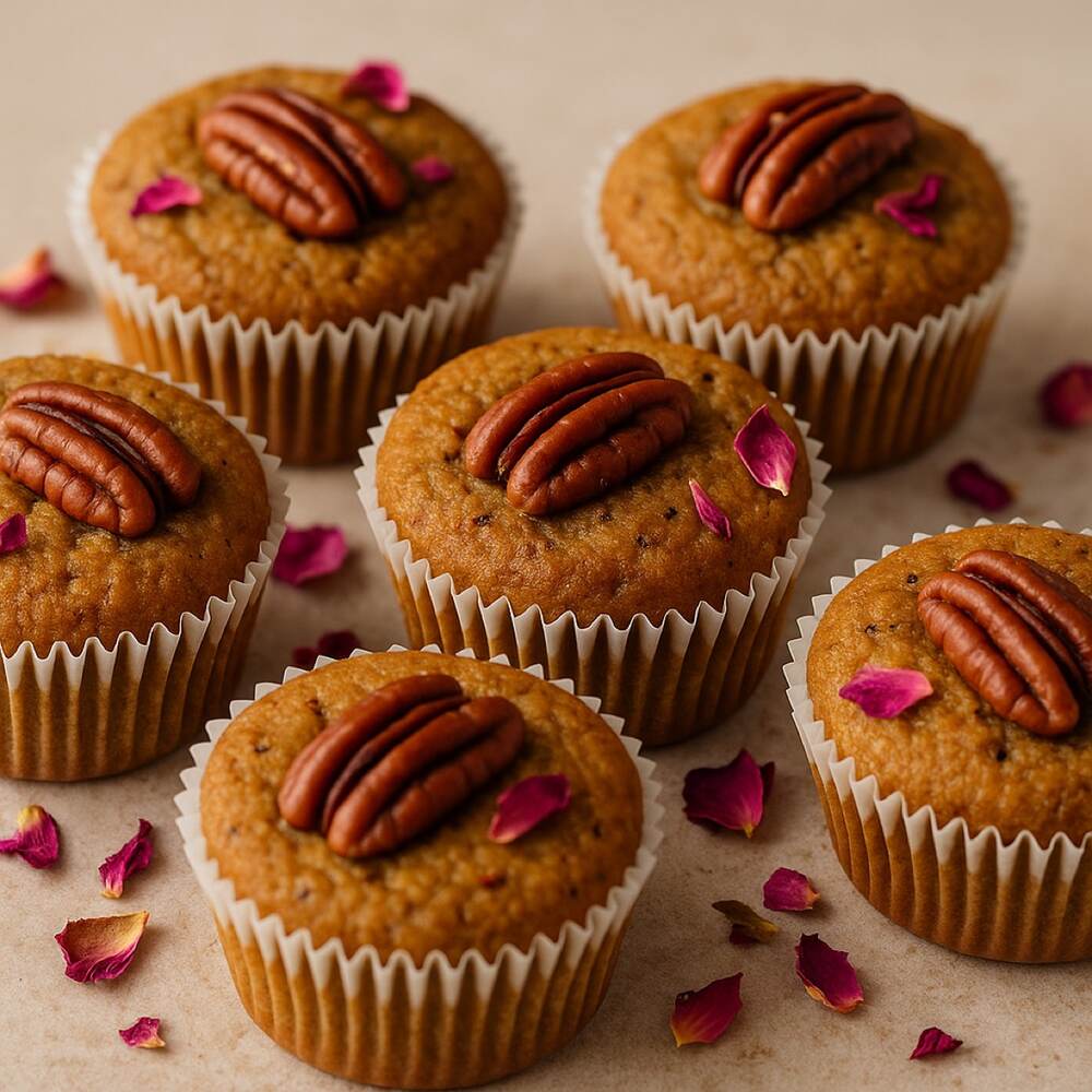 Rose, Cardamom & Pecan Breakfast Muffins