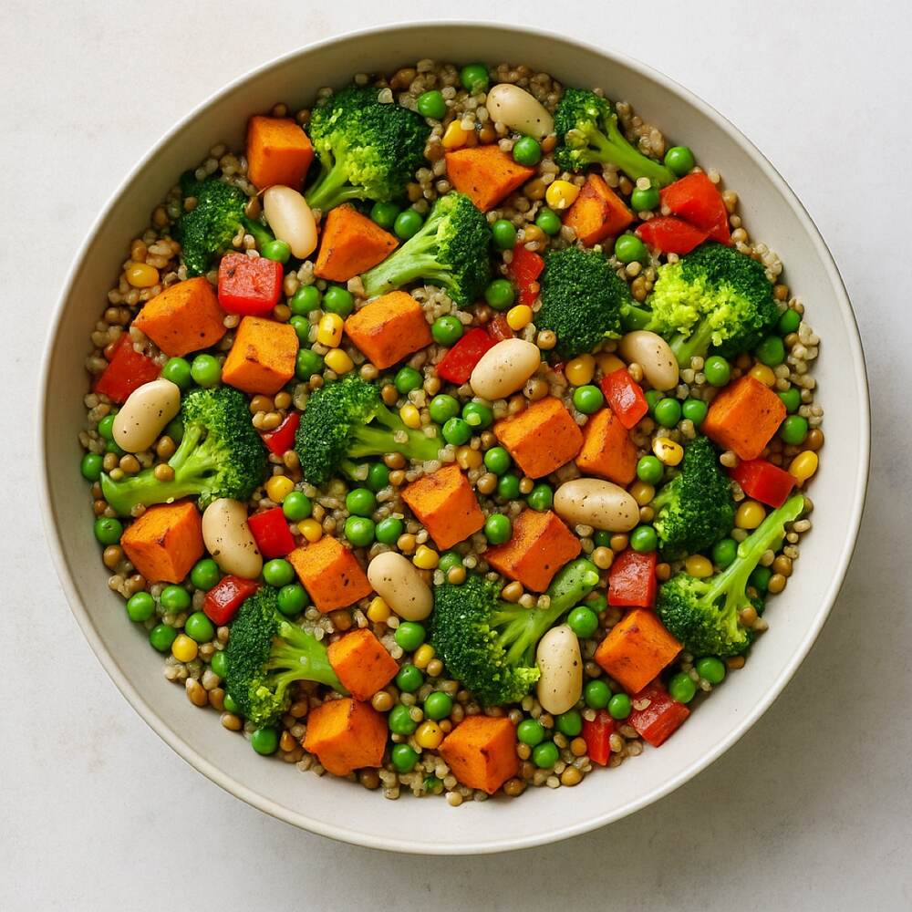 Quinoa with Lentils, Butterbeans and Vegetables – Vegan dinner