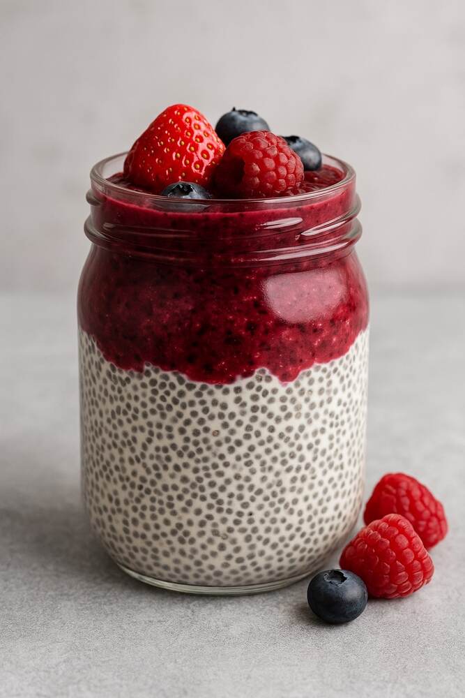 Simple Chia Pudding with Berry Compote