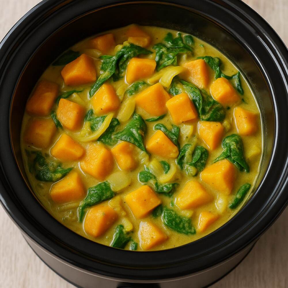 Sweet Potato & Spinach Slow Cooker Curry
