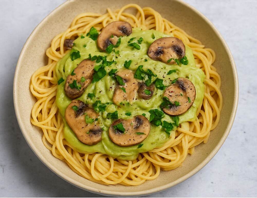 Gluten Free, Plant-Based Creamy Mushroom Spaghetti