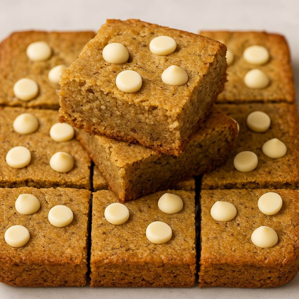 White Chocolate and Flaxseed Blondies