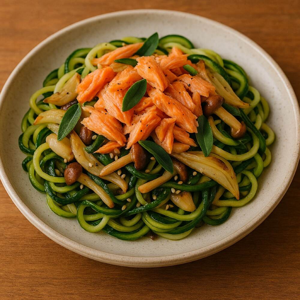 Zoodles with Roasted Fennel, Sage & Salmon