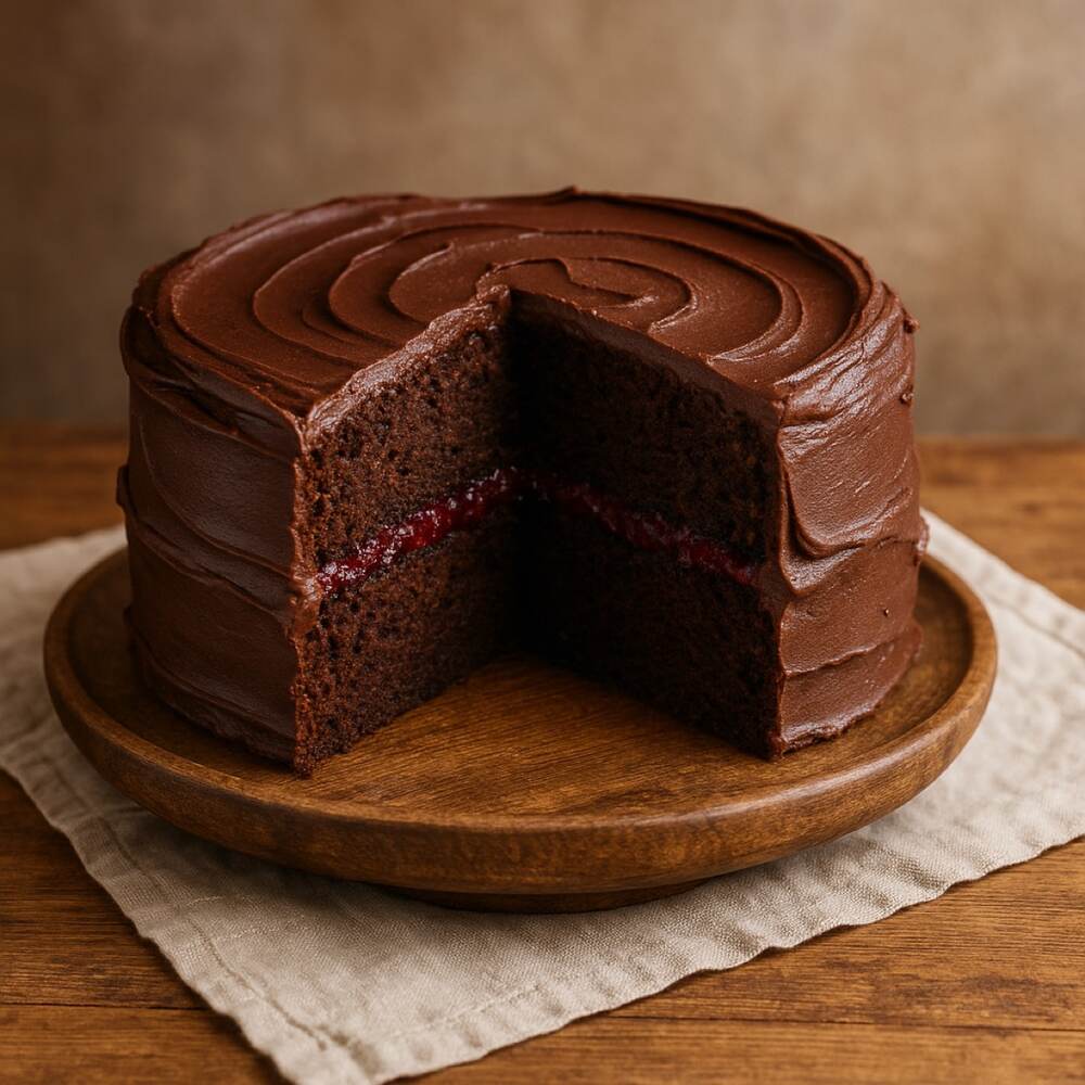 Chocolate Birthday Cake with Berry Chia Jam & Chocolate Mousse Icing
